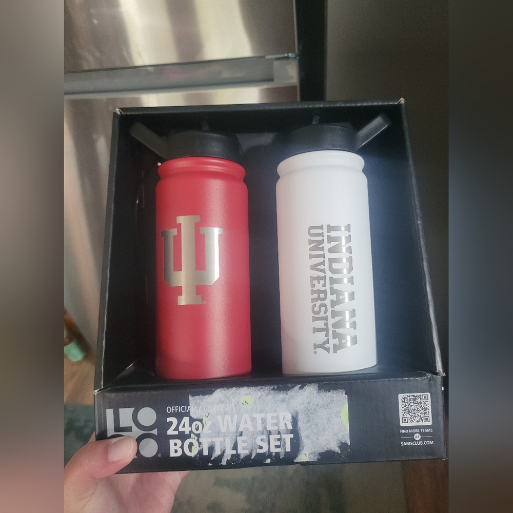 NEW Logo Brands Officially Licensed NCAA 24 oz. Water Bottle Set Indiana Univers